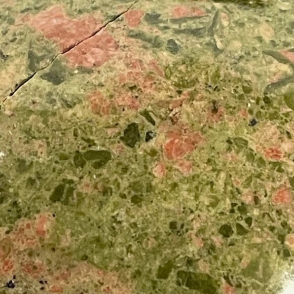 Large unikite and silvertone pendant. - Picture 4 of 8